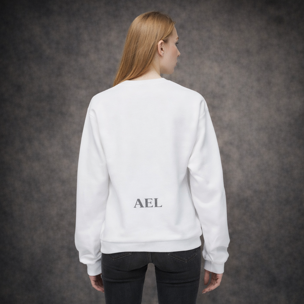 AEL Maison Crest — Crewneck Unisex Minimalista (Edición Limitada) Blanco