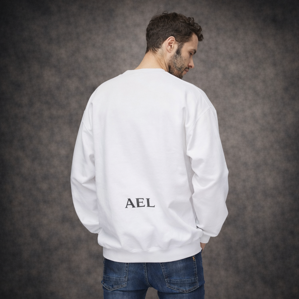 AEL Maison Crest — Crewneck Unisex Minimalista (Edición Limitada) Blanco