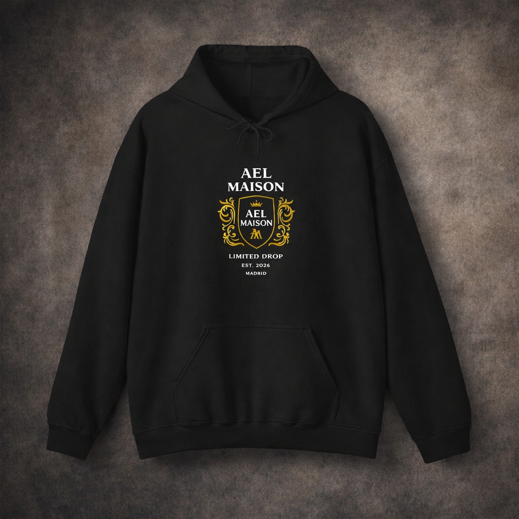 Hoodie AEL Maison Crest — Sudadera con Emblema de Lujo Atemporal